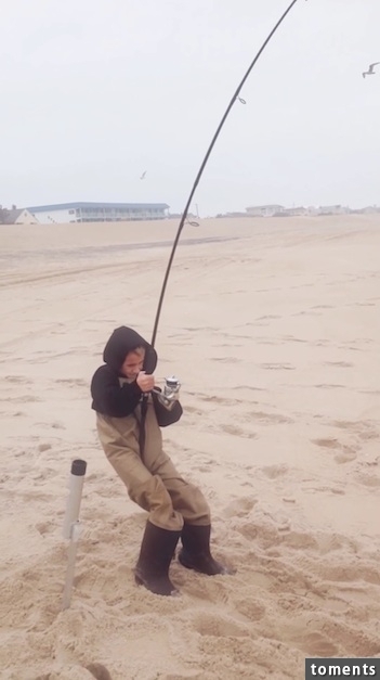 Six-year-old Sam Adams felt a HUGE bite on his rod. After a lengthy struggle he was still pulling with all of his might!