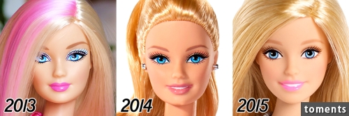 2015 Barbie says, "After all these years, I finally look cute and friendly again!"