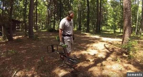 他們提著一個儀器在樹林中來回走最終發現的東西令他們驚訝不已