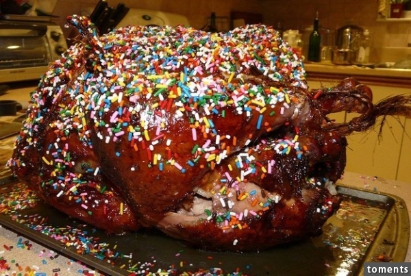 Go big with the TurDunkin', a turkey brined in Dunkin' Donuts Coolattas stuffed with Munchkins.