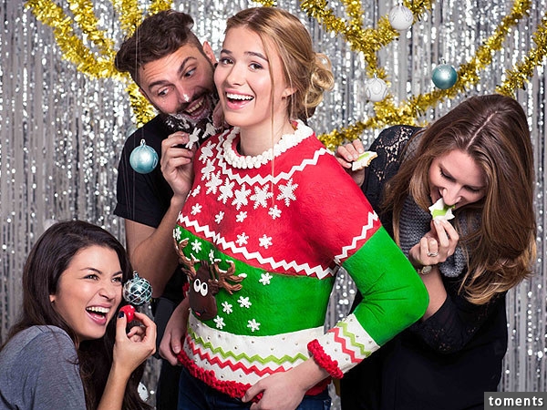 Go the extra mile at the ugly sweater party by showing up in this edible frock.
