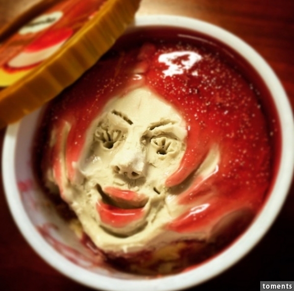 This lady had a strawberry syrup makeover.