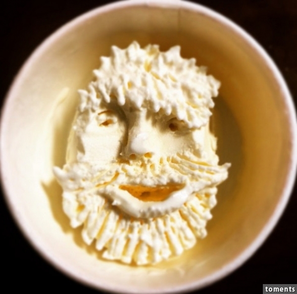 Asano uses the wooden utensil to carve intricate details, like this guy's hair and beard.