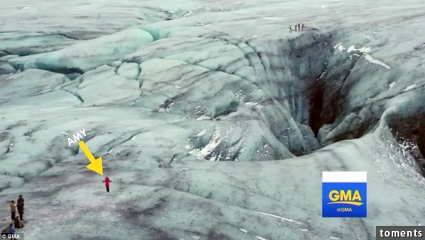 Good Morning America  anchors rarely leave the Time Square set, but when they do it usually for a one-of-a-kind experience. This morning, Amy Robach took viewers on a journey deep into an ice sink hole. With the use of a high-tech drone camera, we saw live footage of a climbers descending thousands of feet into the icy caverns of the Breiðamerkurjökull glacier, located in Southeastern region of Iceland
