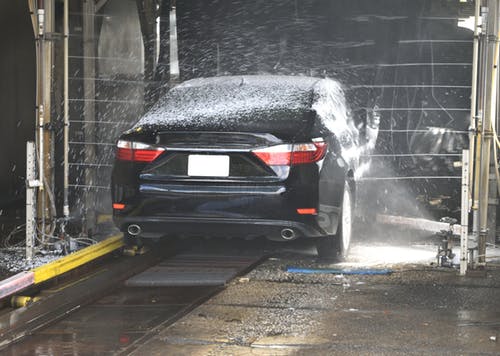 Carwashed Black Sedan